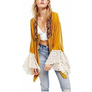Free People Wanderlust Velvet yellow Jacket